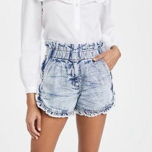 Sea New York Dax Acid Wash Denim Ruffle Shorts Size 2